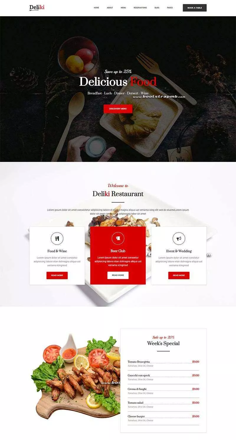 Bootstrap大气餐饮美食网站html模板 - 付费阅读