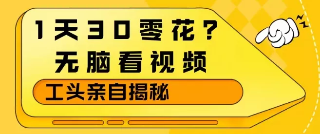 1天30零花？无脑看视频，大佬亲自揭秘 - 付费阅读