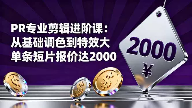 PR专业剪辑进阶课：从基础调色到特效大片的进阶技能，单条短片报价达2000 - 付费阅读