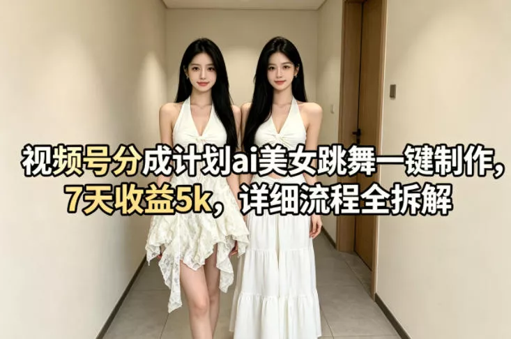 视频号分成计划ai美女跳舞一键制作，7天收益5k，详细流程全拆解 - 付费阅读