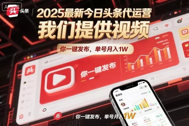 2025最新今日头条代运营，我们提供视频，你一键发布，单号月入1W【揭秘】 - 付费阅读