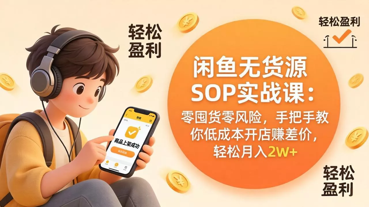闲鱼无货源SOP实战课：零囤货零风险，手把手教你低成本开店赚差价，轻松月入2w+ - 付费阅读