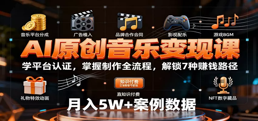 AI原创音乐变现课：学平台认证，掌握制作全流程，解锁7种赚钱路径 - 付费阅读