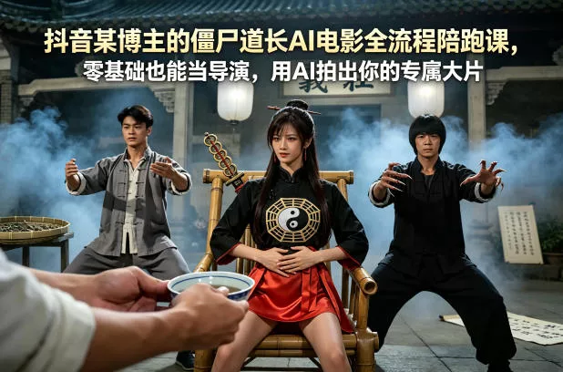 抖音某博主的僵尸道长AI电影全流程陪跑课，零基础也能当导演，用AI拍出你的专属大片 - 付费阅读