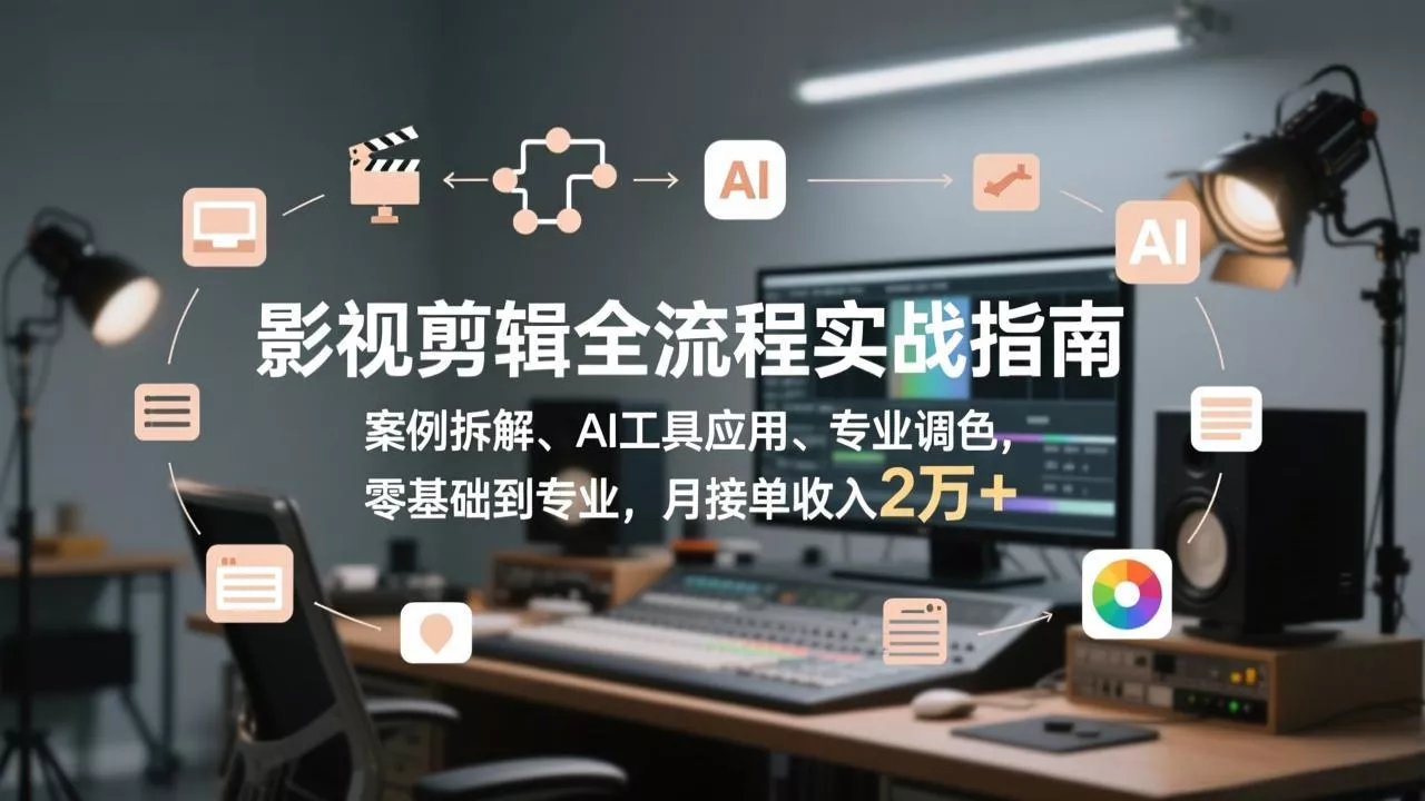 影视剪辑全流程实战指南，案例拆解、AI工具应用、专业调色，零基础到专业，月接单收入2万+ - 付费阅读