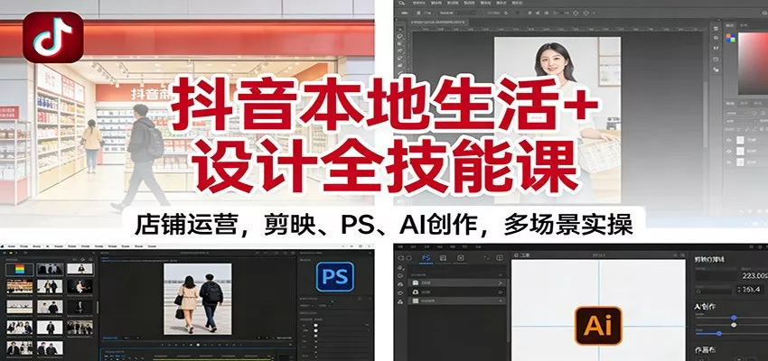 抖音本地生活+设计全技能课：店铺运营，剪映、PS、AI创作，多场景实操 - 付费阅读