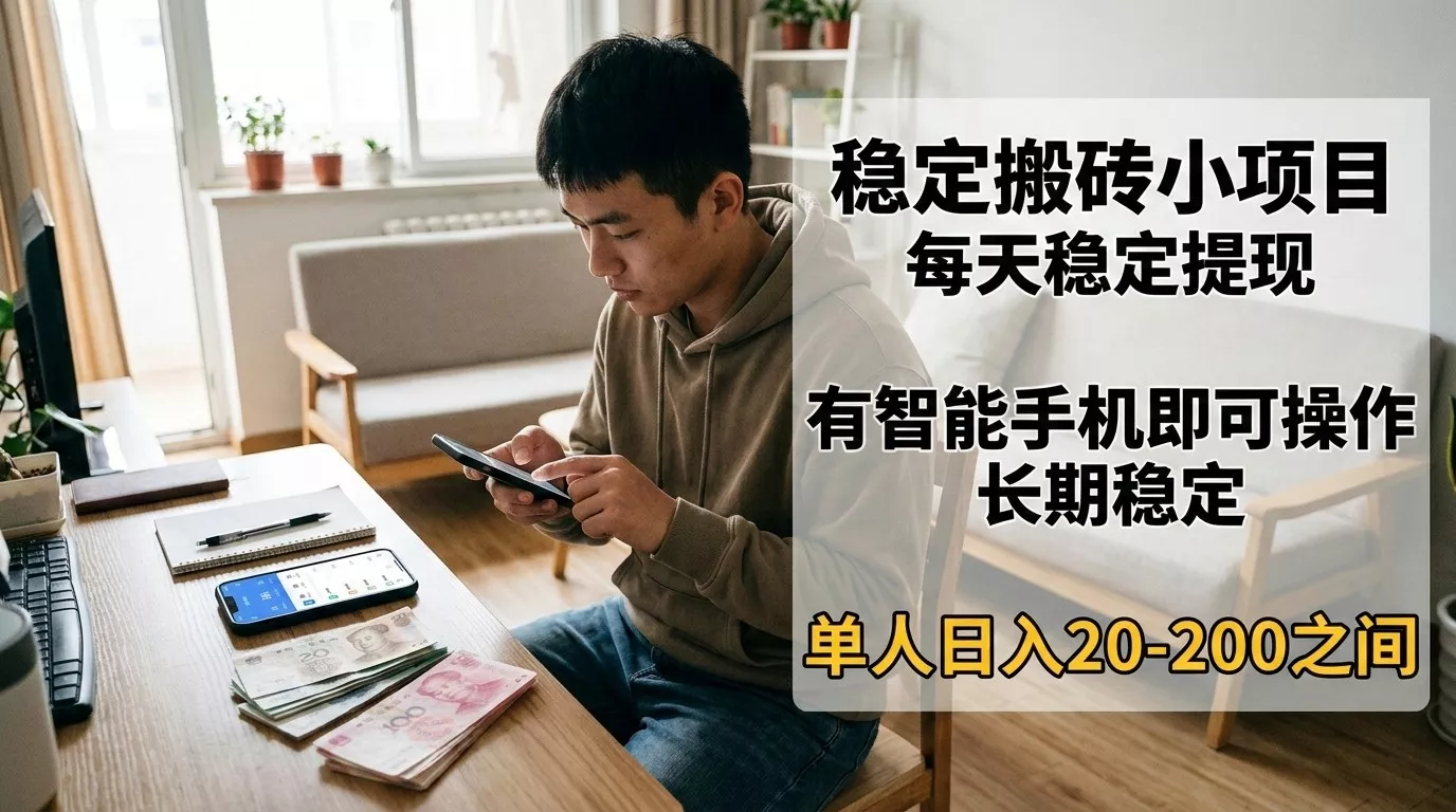 稳定搬砖小项目，每天稳定提现，有智能手机即可操作 - 付费阅读