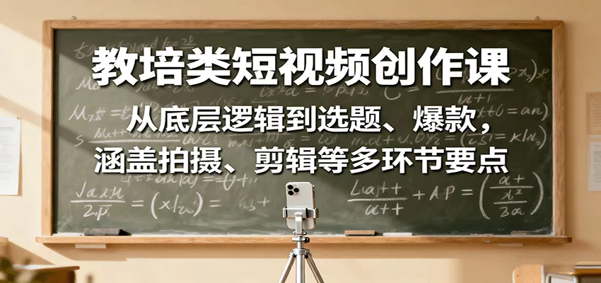 教培类短视频创作课：从底层逻辑到选题、爆款，涵盖拍摄、剪辑等多环节要点 - 付费阅读