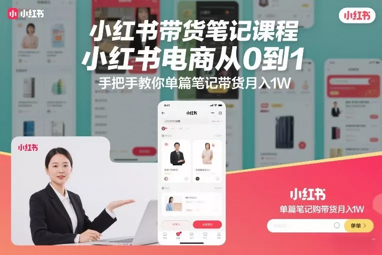 小红书带货笔记课程，小红书电商从0到1，手把手教你单篇笔记带货月入1W - 付费阅读