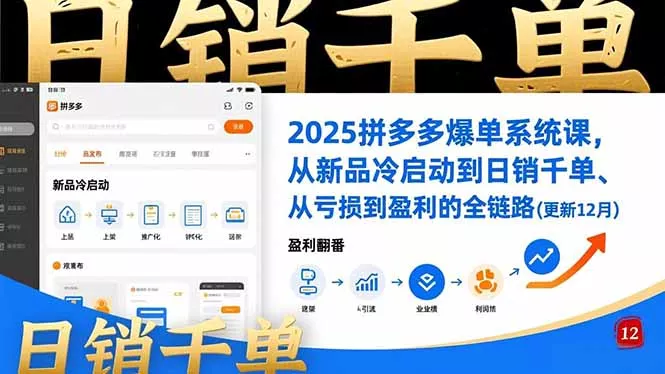 2025拼多多爆单系统课，从新品冷启动到日销千单、从亏损到盈利的全链路(更新12月 - 付费阅读