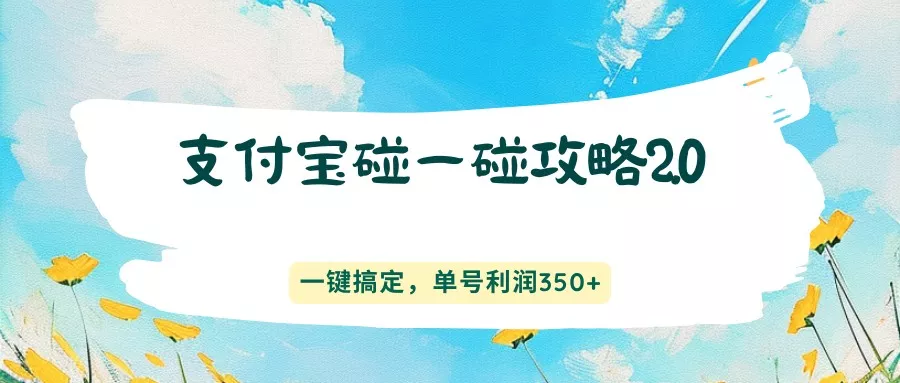 支付宝碰一碰攻略2.0，一键搞定，单号利润350+ - 付费阅读