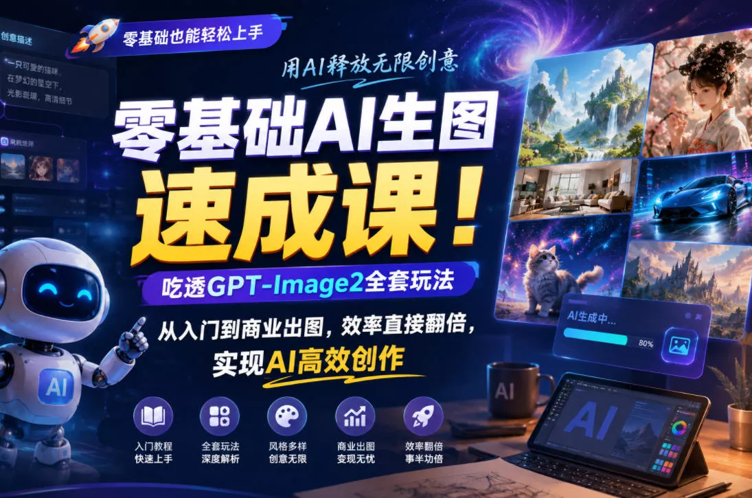 零基础AI生图速成课！吃透GPT-Image2全套玩法，从入门到商业出图，效率直接翻倍，实现AI高效创作 - 付费阅读