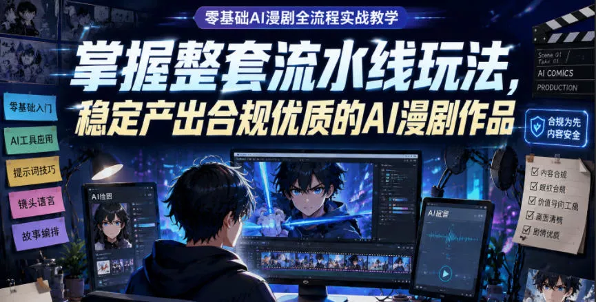 零基础AI漫剧全流程实战教学，掌握整套流水线玩法，稳定产出合规优质的AI漫剧作品 - 付费阅读