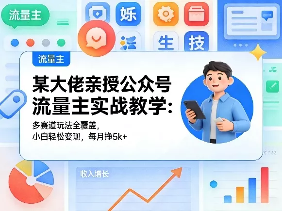 某大佬亲授公众号流量主实战教学：多赛道玩法全覆盖，小白轻松变现，每月多挣5k+ - 付费阅读