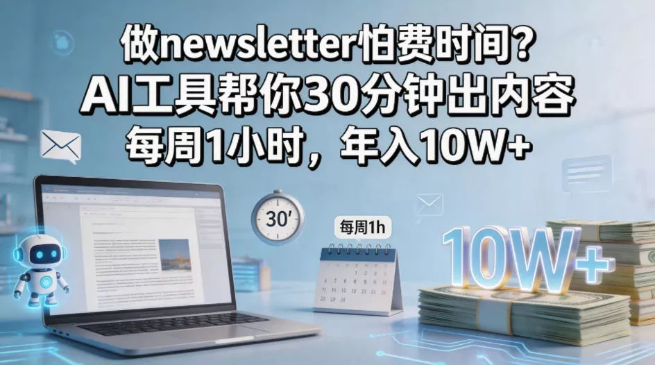 做newsletter怕费时间？AI工具帮你30分钟出内容，每周1小时，年入10W+！【原创双语字幕】 - 付费阅读