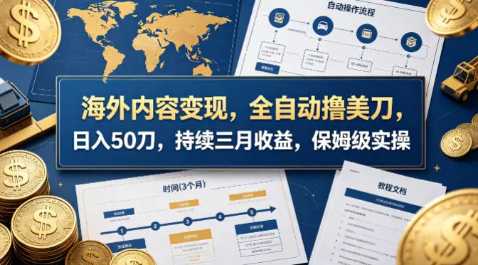 海外内容变现，全自动撸美刀，日入50刀，持续三月收益，保姆级实操【揭秘】 - 付费阅读
