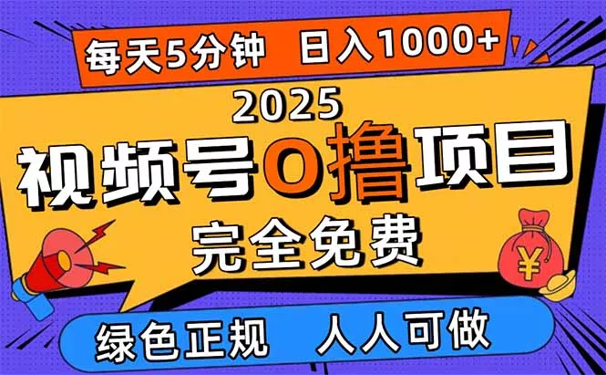 2025视频号0撸项目，5分钟一个号，日入1000+，人人可做 - 付费阅读