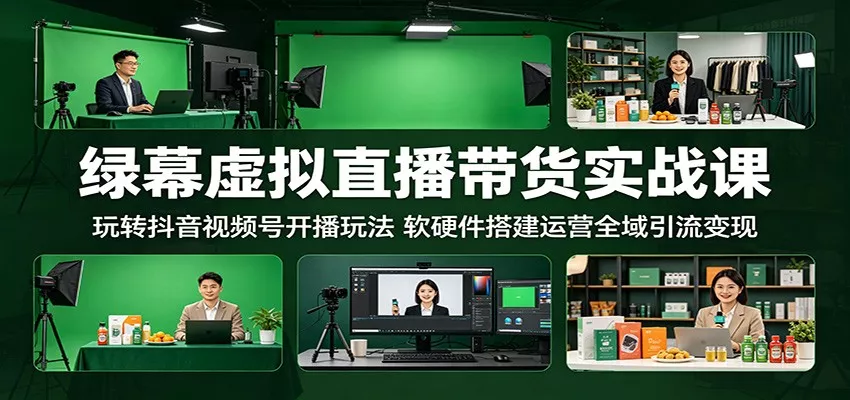 绿幕虚拟直播带货实战课：玩转抖音视频号开播玩法，软硬件搭建运营全域引流变现 - 付费阅读