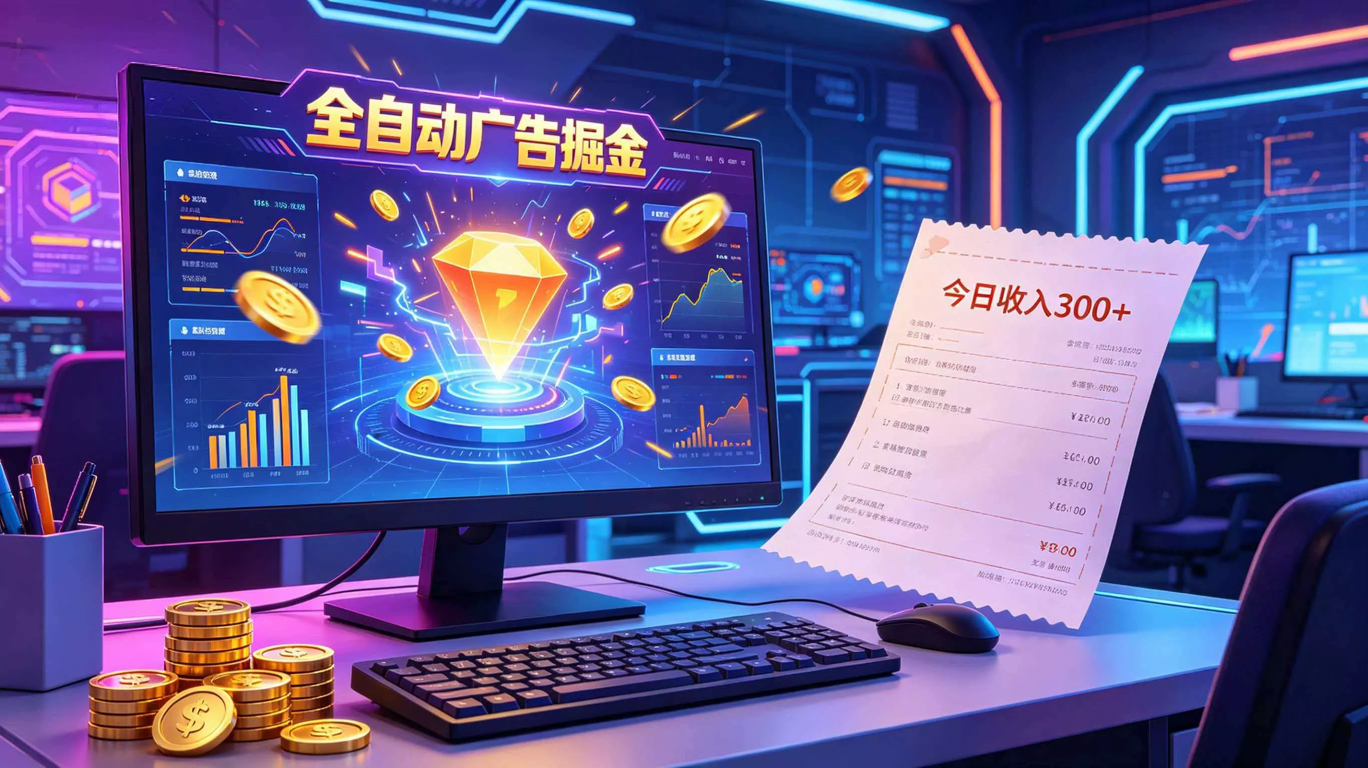 全自动广告掘金，日入300+。全程Ai自动化运行，解放双手，时间自由。收益稳定 - 付费阅读
