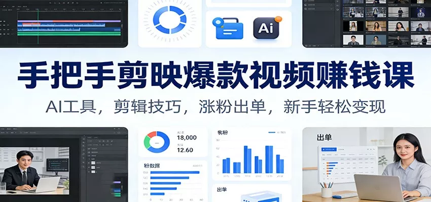 手把手剪映爆款视频赚钱课：AI工具，剪辑技巧，涨粉出单，新手轻松变现 - 付费阅读