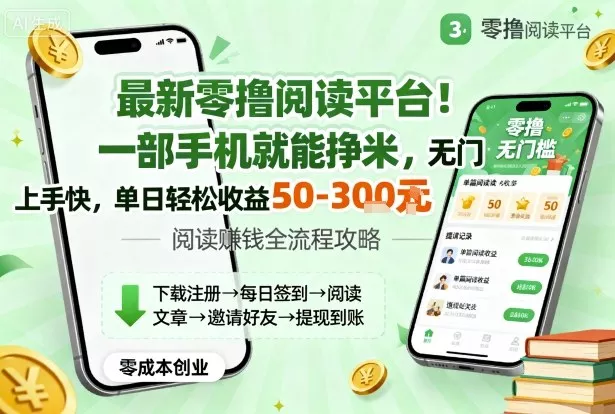 最新零撸阅读平台！一部手机就能挣米，无门槛上手快，单日轻松收益50-3张【揭秘】 - 付费阅读