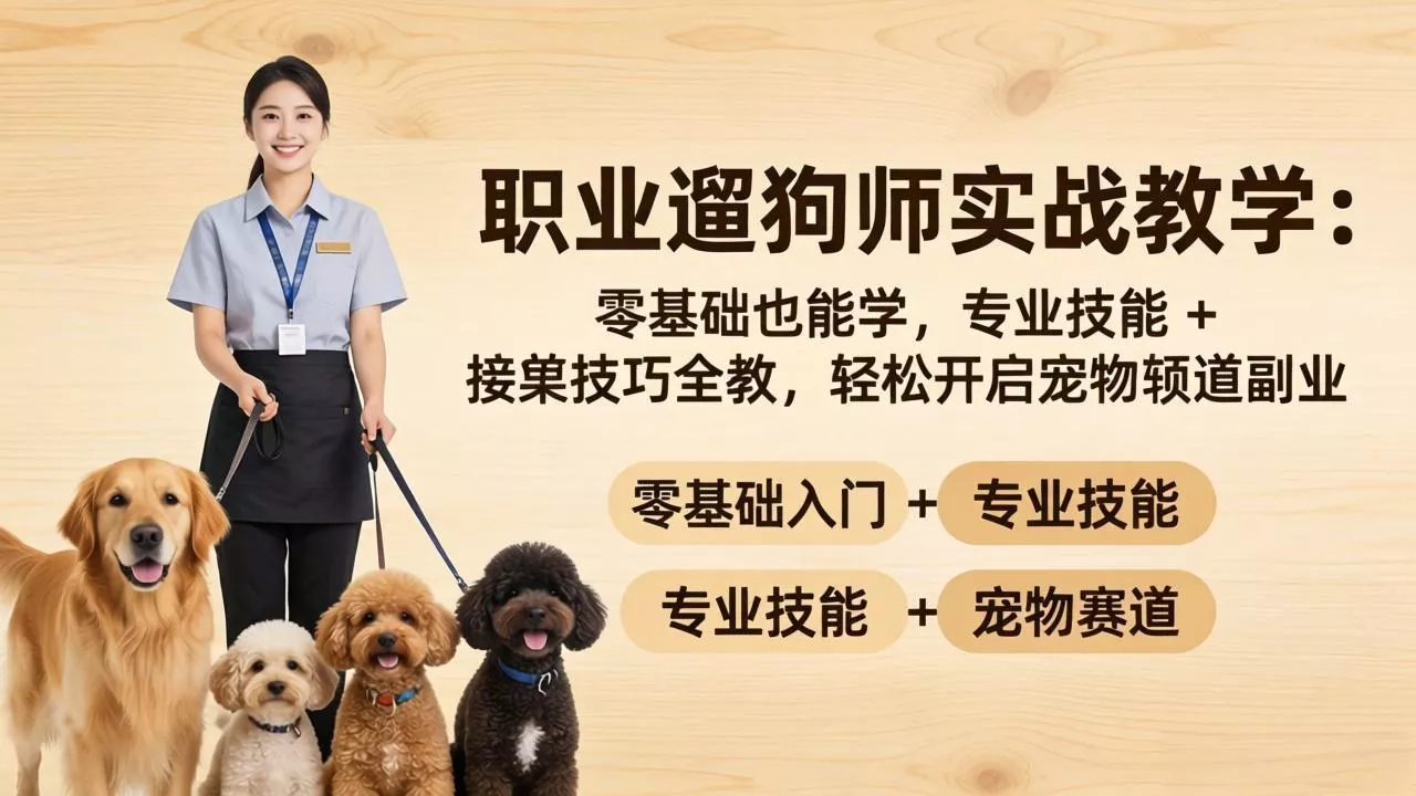 职业遛狗师实战教学：零基础也能学，专业技能 + 接单技巧全教，轻松开启宠物赛道副业 - 付费阅读