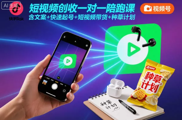 短视频创收一对一陪跑课，含文案+快速起号+短视频带货+种草计划 - 付费阅读