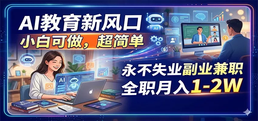 AI教育新风口，小白可做，超简单，永不失业副业兼职 全职月入1-2W - 付费阅读