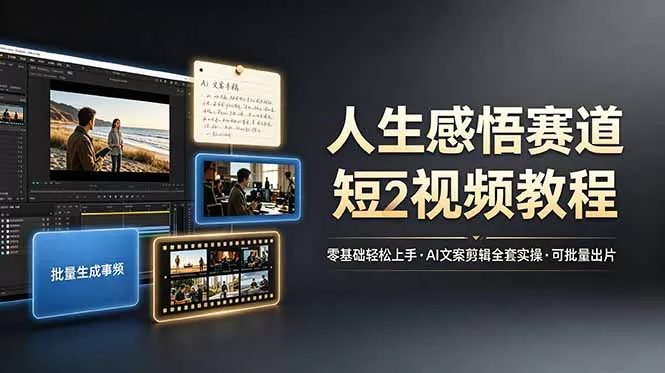 人生感悟赛道短视频教程，零基础轻松上手，AI文案剪辑全套实操可批量出片 - 付费阅读