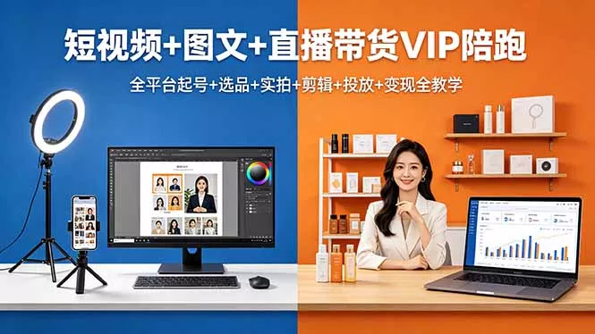 短视频+图文+直播带货VIP陪跑，全平台起号+选品+实拍+剪辑+投放+变现全教学 - 付费阅读