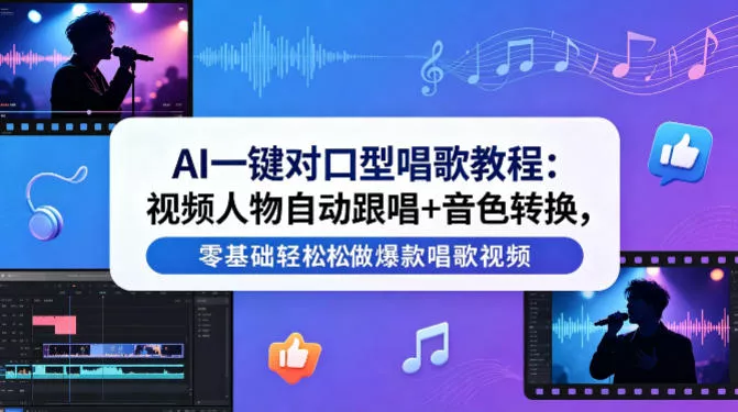 AI一键对口型唱歌教程：视频人物自动跟唱+音色转换，零基础轻松做爆款唱歌视频 - 付费阅读