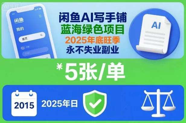 闲鱼AI写手铺，蓝海绿色项目，一单5张，2025年底旺季，永不失业副业 - 付费阅读