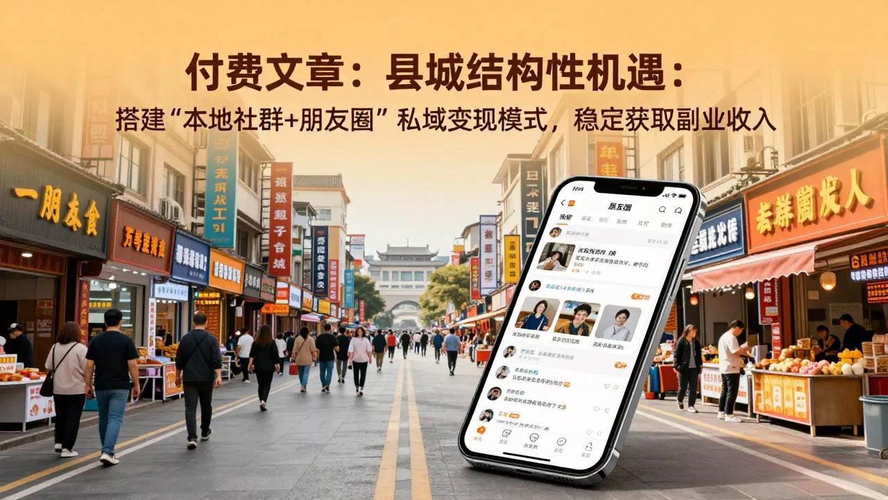 付费文章：县城结构性机遇：搭建“本地社群+朋友圈”私域变现模式，稳定获取副业收入 - 付费阅读