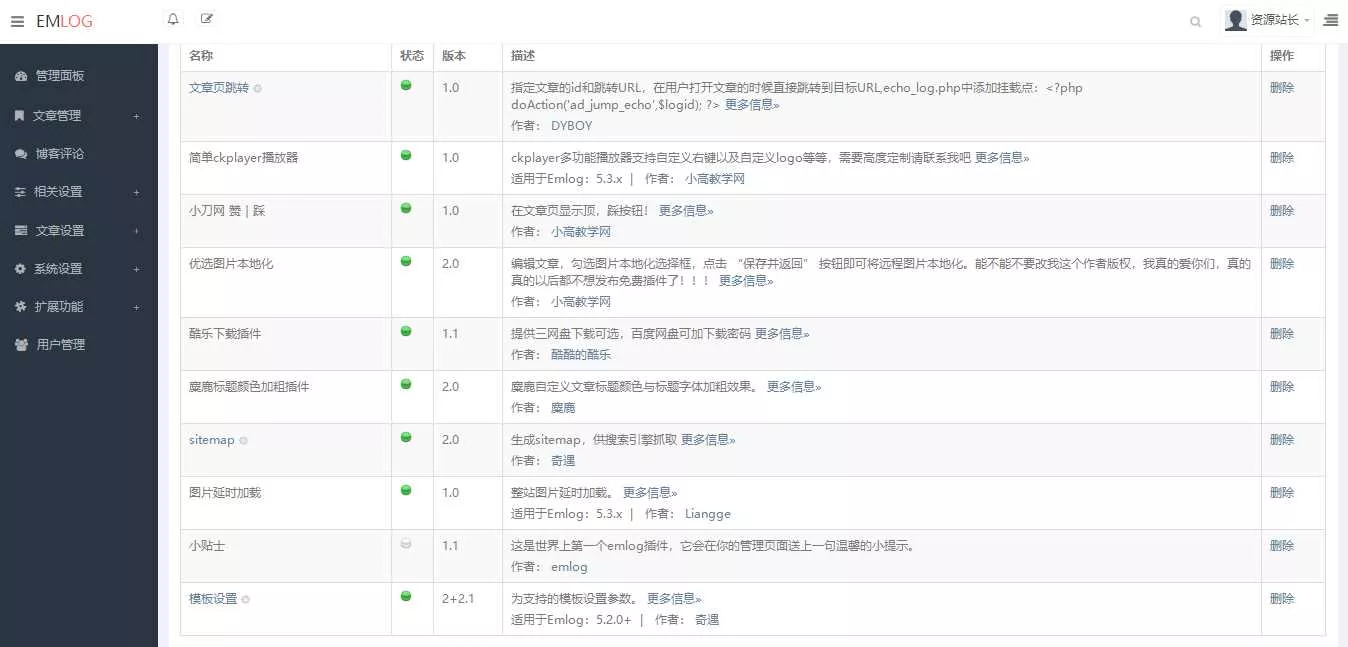 Emlog麋鹿资源网站长二开整站数据带9条采集规则 - 付费阅读