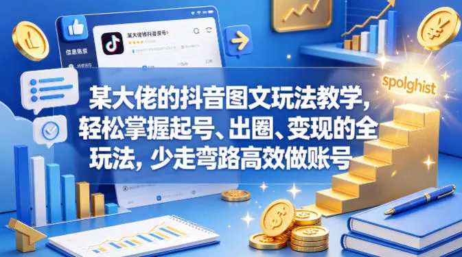 某大佬的抖音图文玩法教学，轻松掌握起号、出圈、变现的全套玩法，少走弯路高效做账号 - 付费阅读