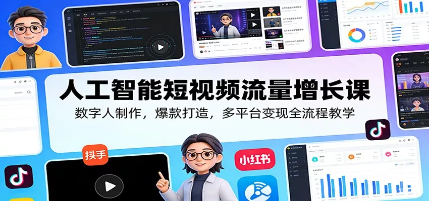 人工智能短视频流量增长课：数字人制作，爆款打造，多平台变现全流程教学 - 付费阅读