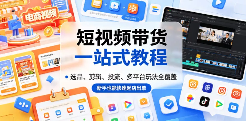 短视频带货一站式教程，选品、剪辑、投流、多平台玩法全覆盖，新手也能快速起店出单 - 付费阅读
