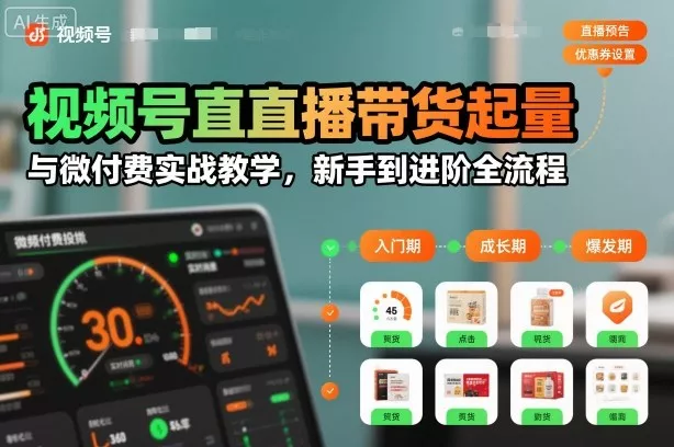 视频号直播带货起量与微付费实战教学，新手到进阶全流程 - 付费阅读