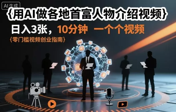 用AI做各地首富人物介绍视频，日入3张，10分钟一个视频 - 付费阅读