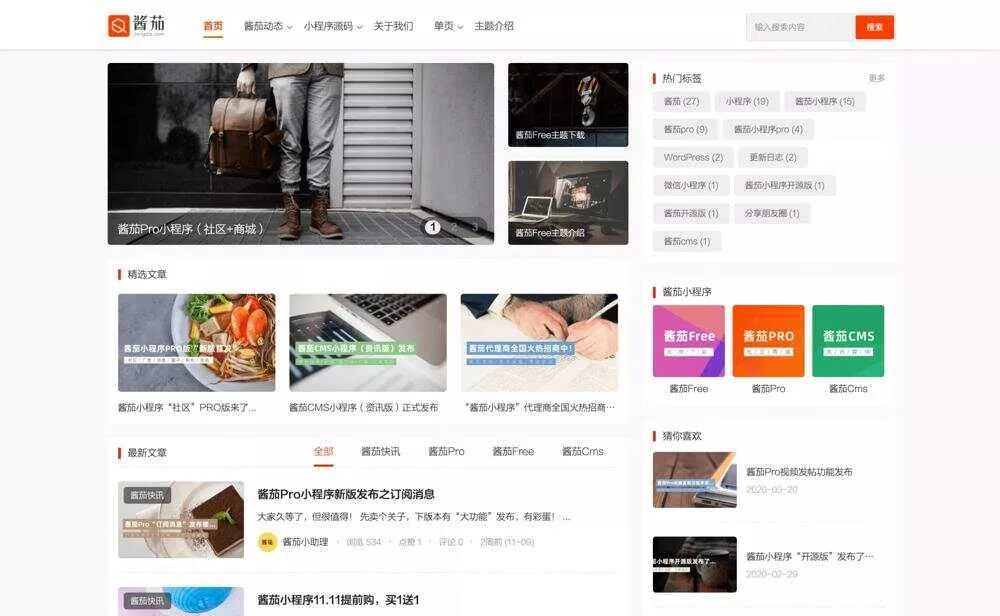 WP酱茄Free主题免费开源版 wordpress主题 - 付费阅读
