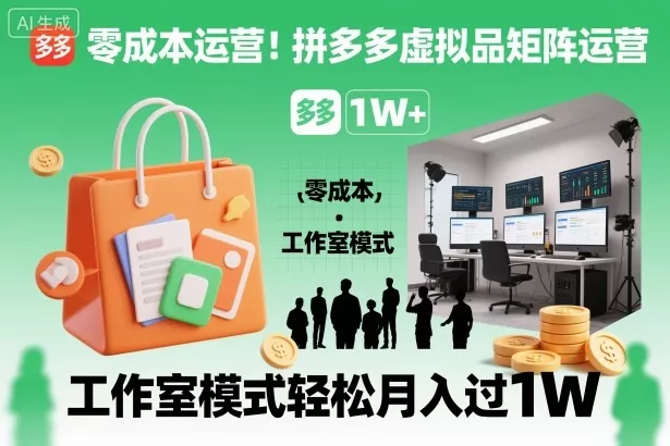 零成本运营！拼多多虚拟品矩阵运营，工作室模式轻松月入过1W - 付费阅读