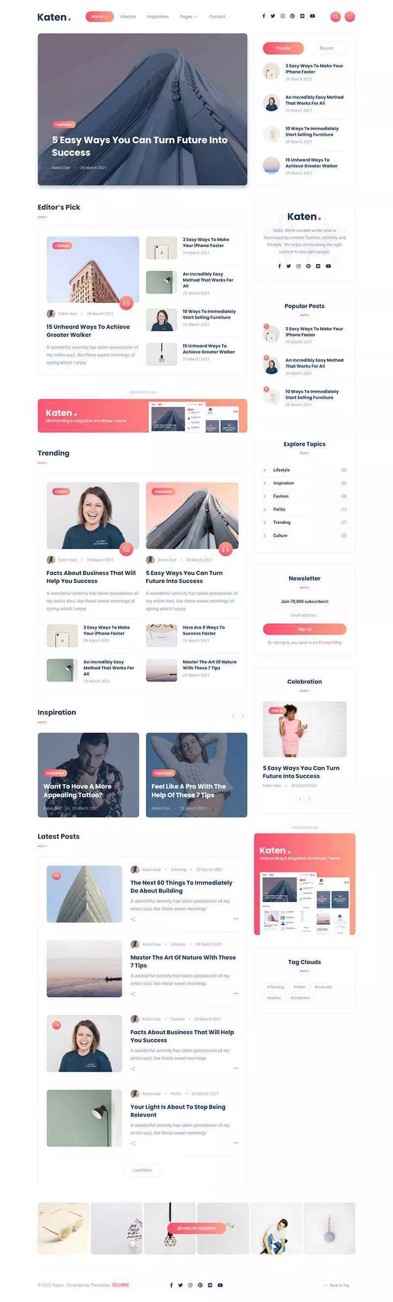 bootstrap响应式博客和杂志HTML模板 - 付费阅读