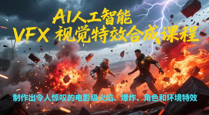 AI人工智能VFX视觉特效合成课程，制作出令人惊叹的电影级火焰、爆炸、角色和环境特效 - 付费阅读