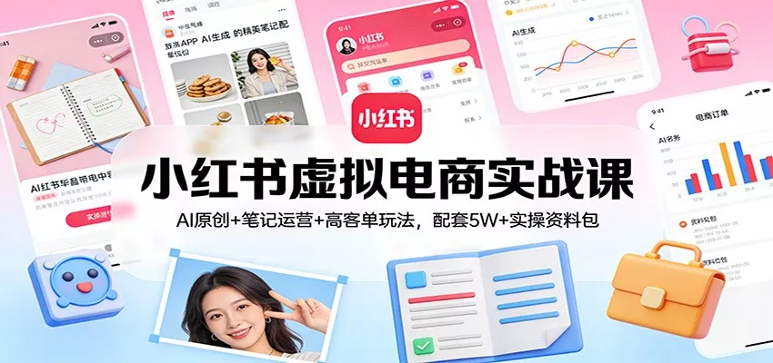 小红书虚拟电商实战课：AI原创+笔记运营+高客单玩法，配套5W+实操资料包 - 付费阅读
