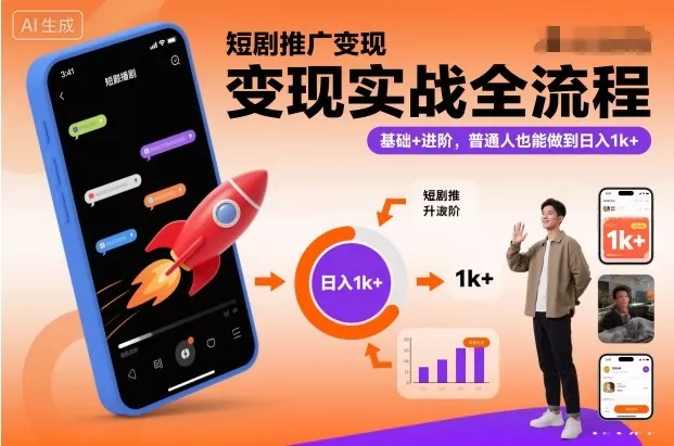 短剧推广变现实战全流程，基础+进阶，普通人也能做到日入1k+ - 付费阅读