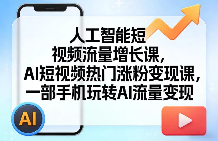 人工智能短视频流量增长课，AI短视频热门涨粉变现课，一部手机玩转AI流量变现 - 付费阅读