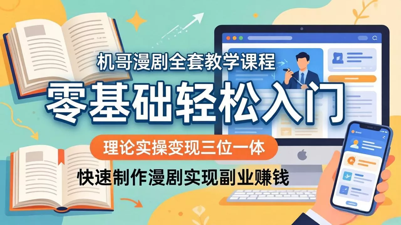 机哥漫剧全套教学课程，理论实操变现三位一体，零基础轻松入门，快速制作漫剧实现副业赚钱 - 付费阅读