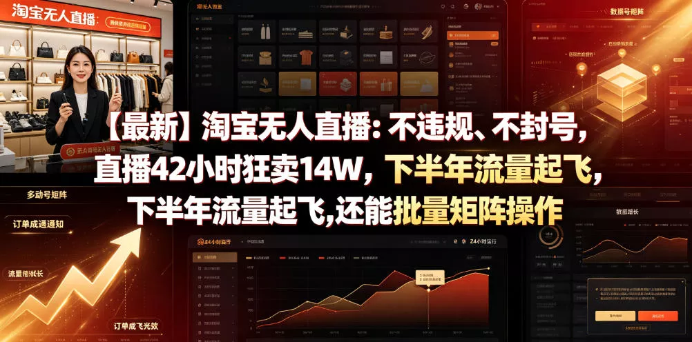 【最新】淘宝无人直播：不违规、不封号，直播42小时狂卖14W，下半年流量起飞，还能批量矩阵操作【揭秘】 - 付费阅读