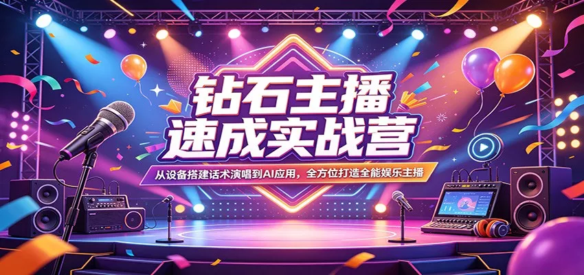 钻石主播速成实战营：从设备搭建话术演唱到AI应用，全方位打造全能娱乐主播 - 付费阅读