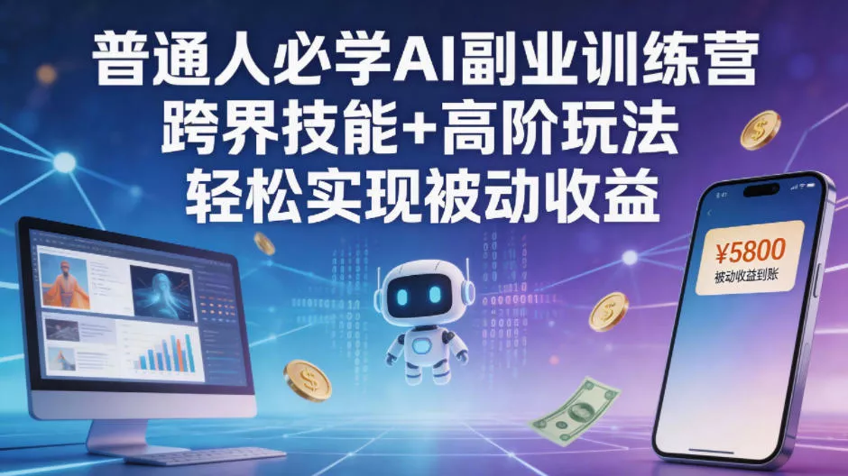 普通人必学AI副业训练营跨界技能+高阶玩法轻松实现被动收益 - 付费阅读